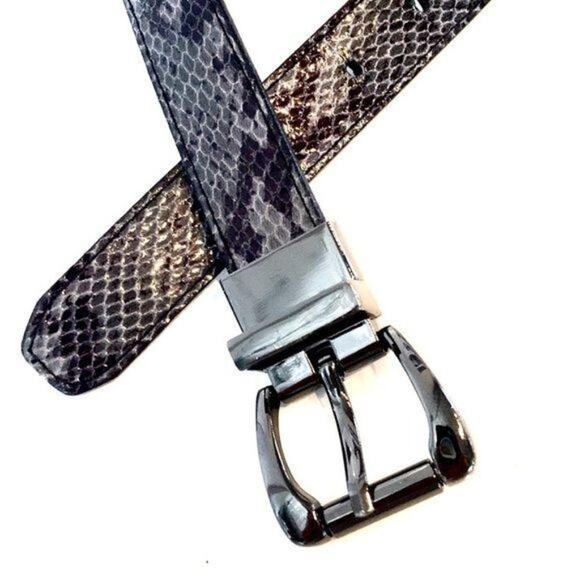 Nine West faux snakeskin belt. Black n Gray Size LARGE main image 5